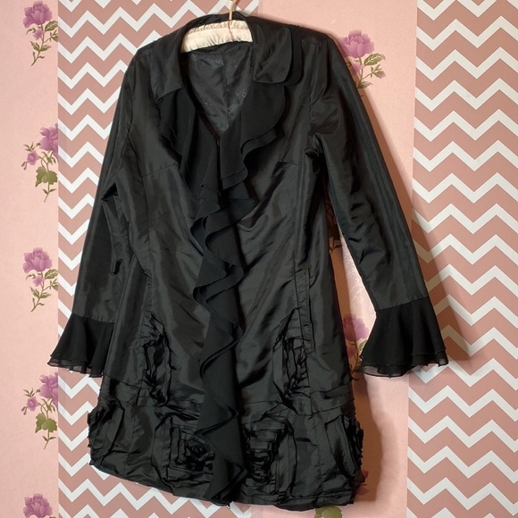 🌷 Samuel Dong  🌷 Ruffle Flower Flare Dress Jacket - Picture 3 of 9